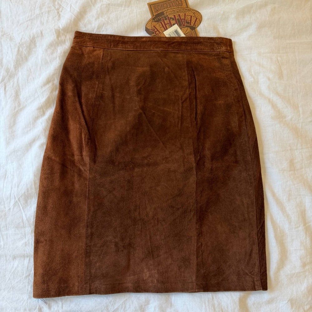 International Leather Collection 100% Leather Suede Pencil Skirt Size7/8 NWT